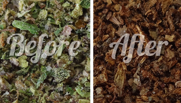 before and after vaporizing buds